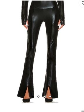 Norma Kamali Black Shimmer Flare/Spat Leggings.